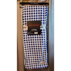 Lucky‎ Brand Blue White Check Super Soft Plush Printed Throw Blanket 50"x70"